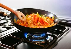 Cooking with natural gas on stove top