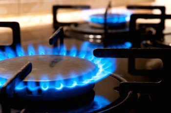 Lit Gas Stove Top 