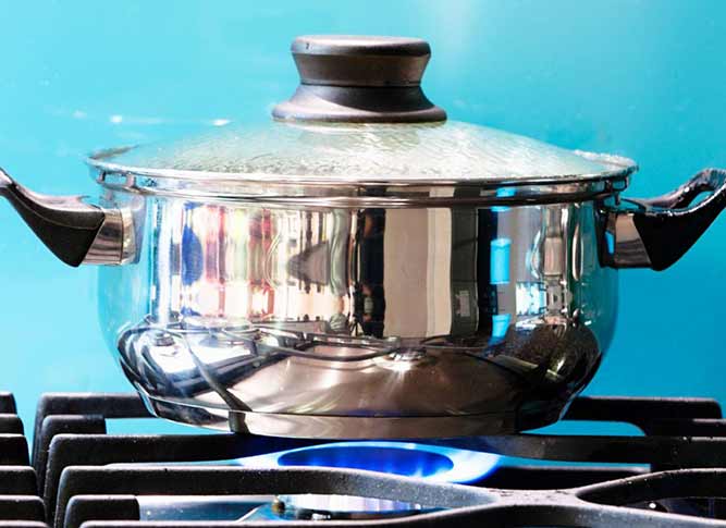 Pot on natural gas stove
