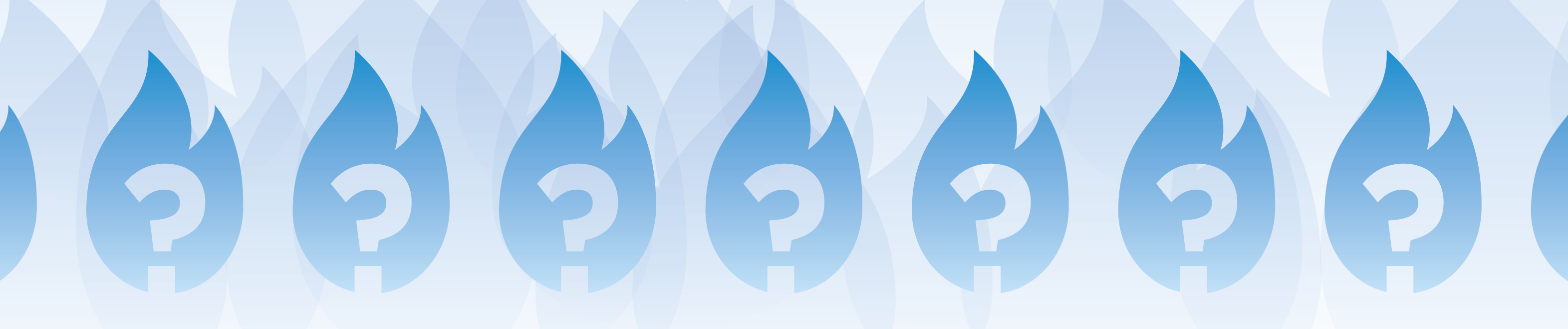 Blue natural gas flames with question marks 